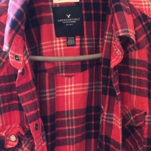 Button up long sleeve plaid American eagle shirt